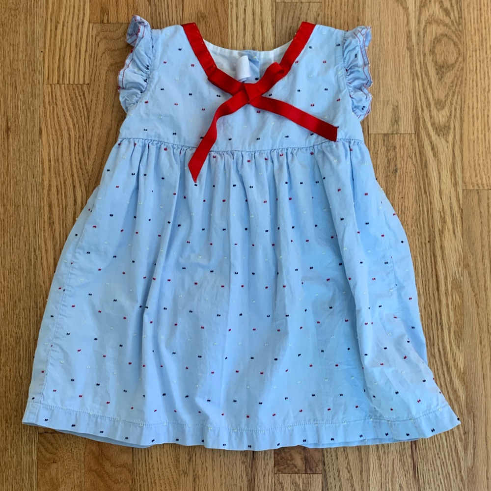 Bella Bliss Light Blue Dress with Red Bow